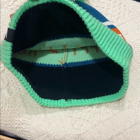Brooks Kids' Pom Beanie - Green, Blue, Orange - Picture 3 of 4